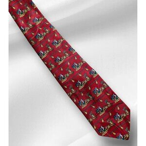 VTG Jingle Bells Christmas Neck Tie Santa Sleigh Reindeer Novelty Holiday Party